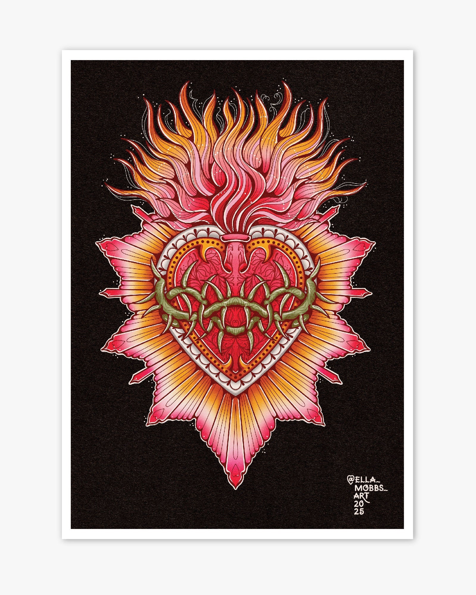 エルテ　ハートⅠ 美術　アート　206/300 ハート・アンド・ゼファー burning-heart-print-ella-mobbs