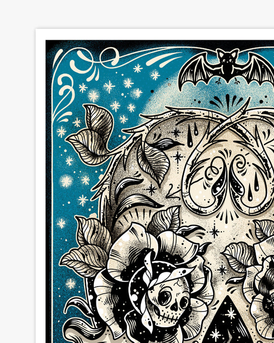 Forget Me Not Skull Print