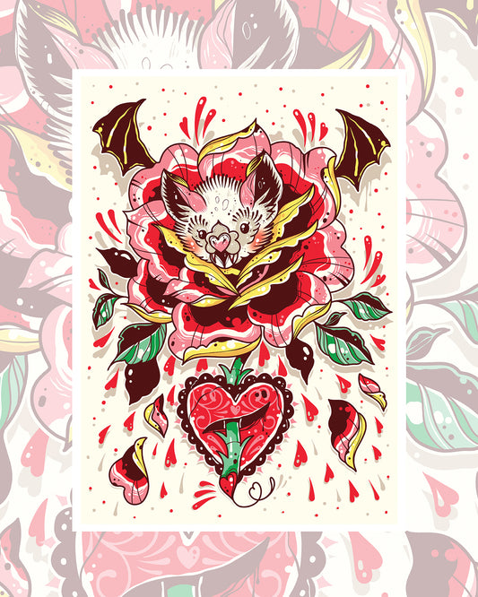 Batty Blossom Art Print