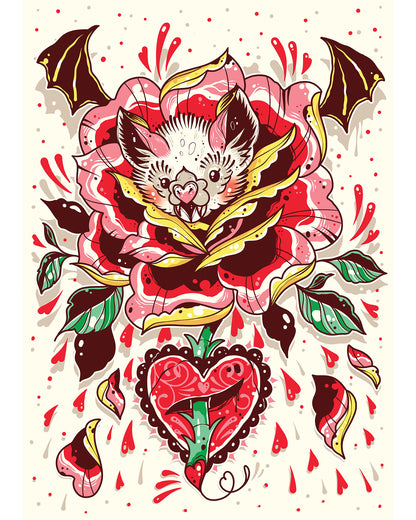 Batty Blossom Art Print