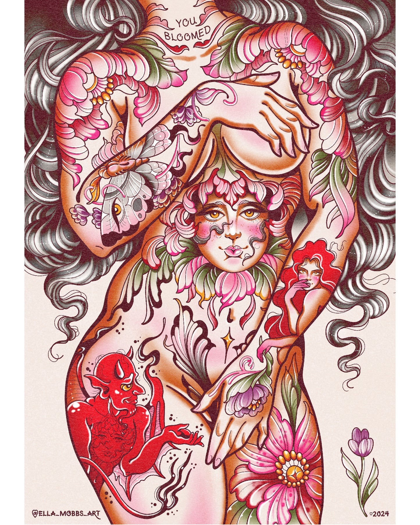 Body Flowers Art Print