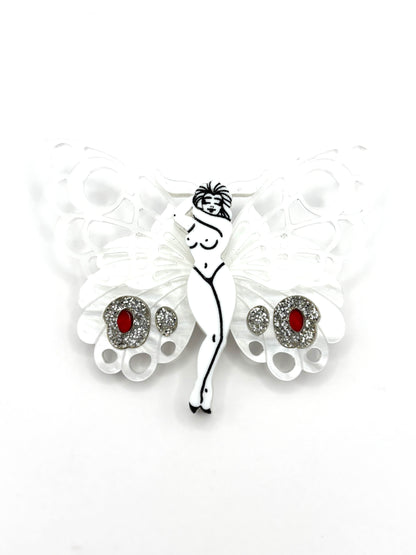 Moth Pin Up Fairy Girl Brooch