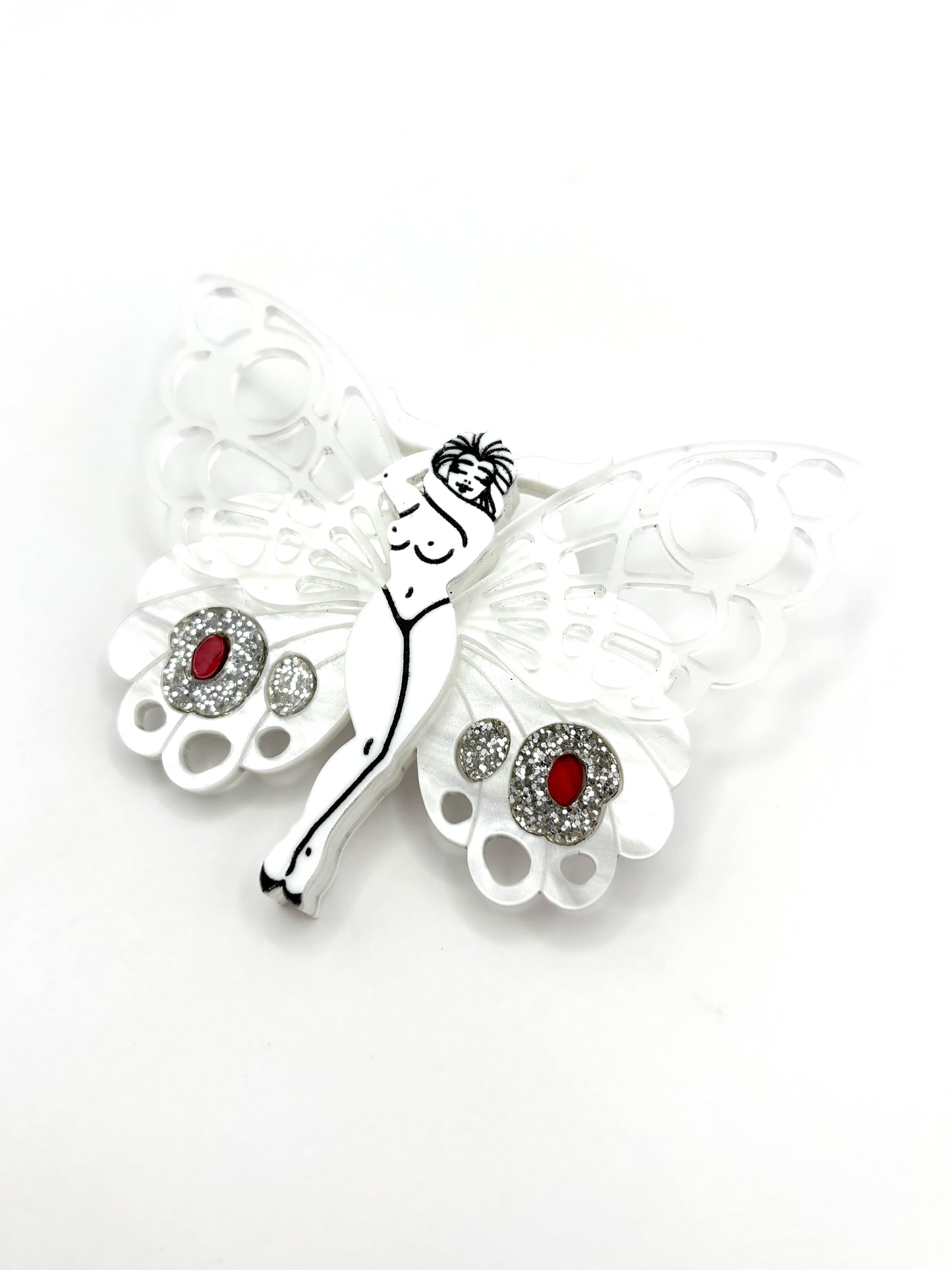 Moth Pin Up Fairy Girl Brooch