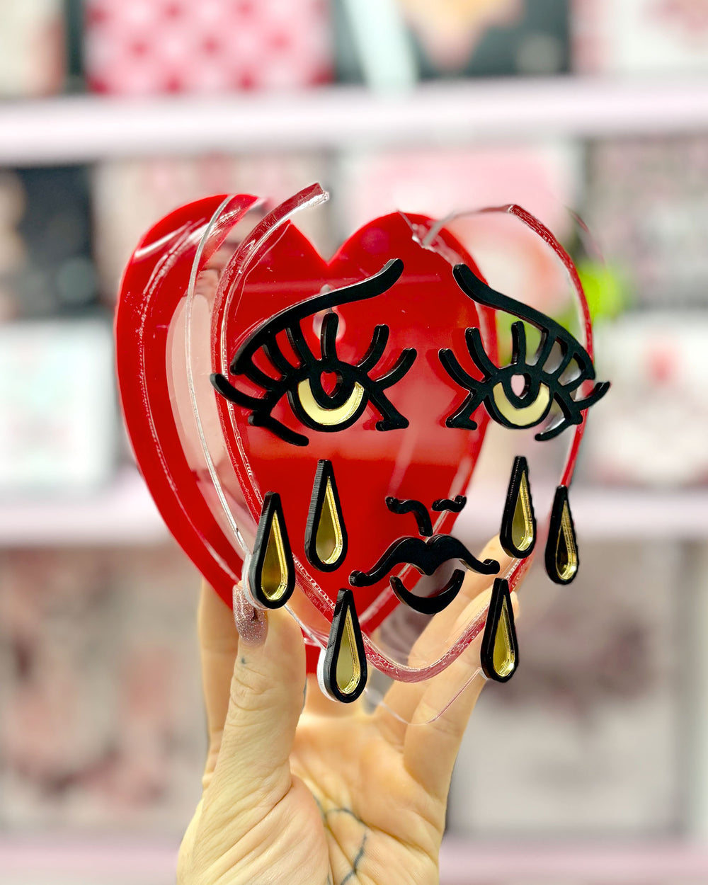 Crying Face Heart Vase