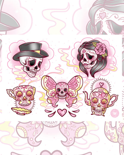 Day of The Dead Tea Party Art Print