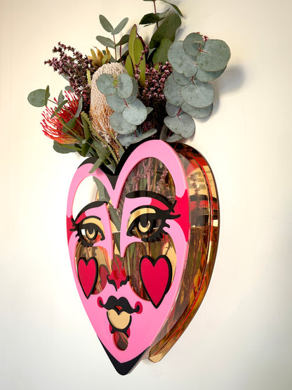 Happy Heart Face Vase