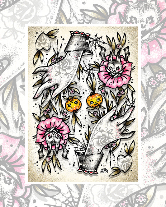 Halloween Blossoms Art Print