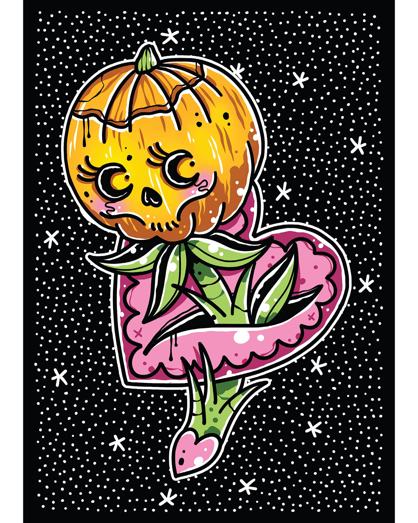 Halloween Jack O Lantern Flower Art Print