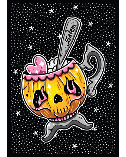 Halloween Jack O Lantern Teacup Art Print