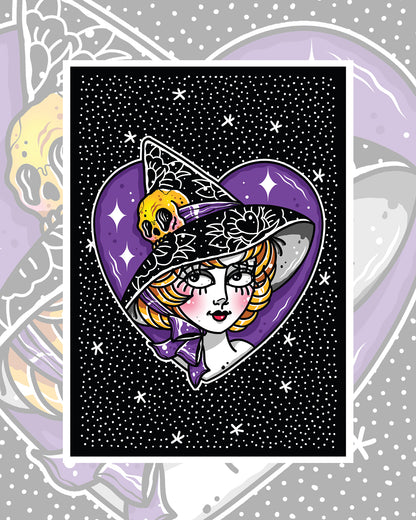 Halloween Witch Heart Art Print