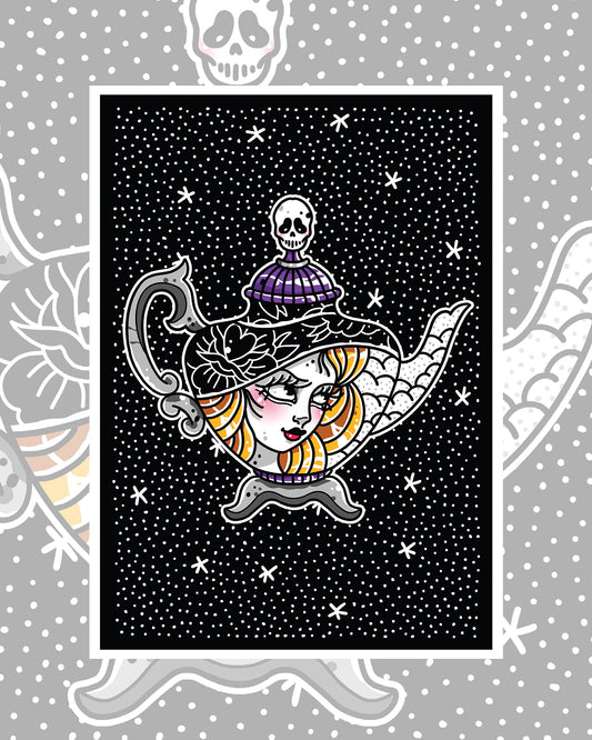 Halloween Witch Teapot Art Print