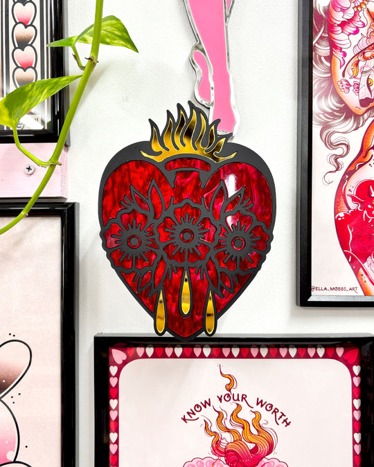 Sacred Heart Vase - Red