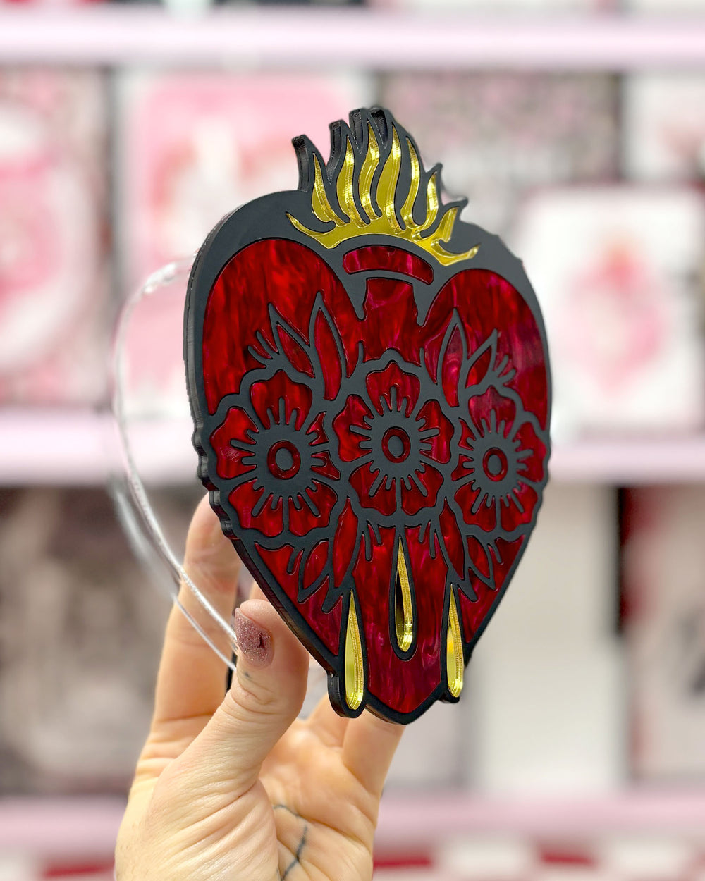 Sacred Heart Vase - Red