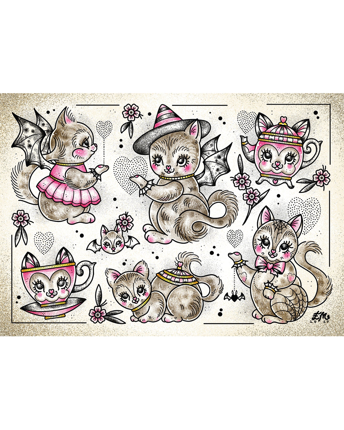 Kitten Teapots Art Print