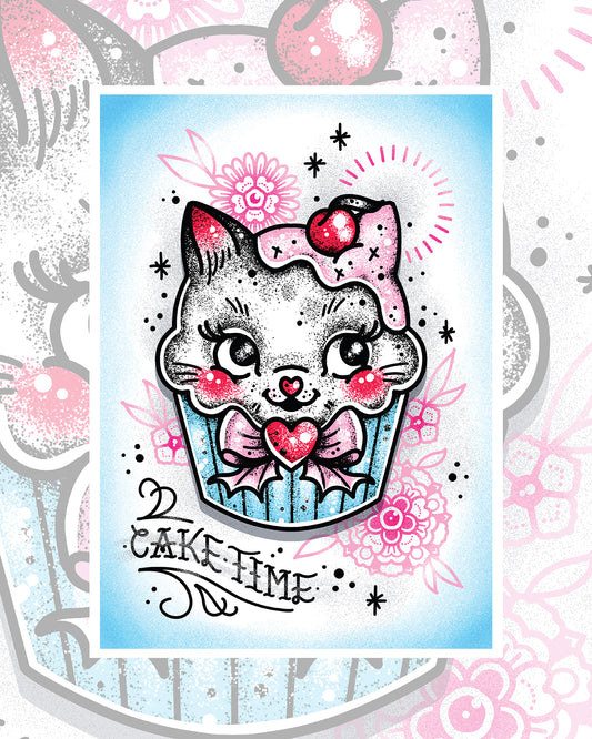 Kitty Cake Art Print