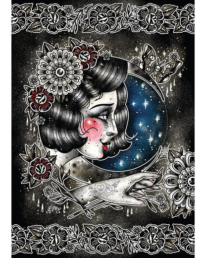 Moon Lady Night Art Print