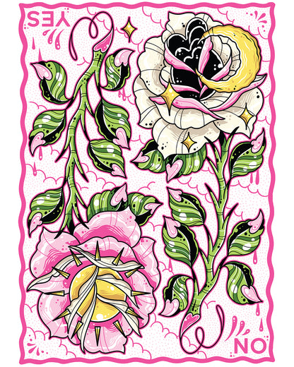 Night and Day Roses Pink Art Print