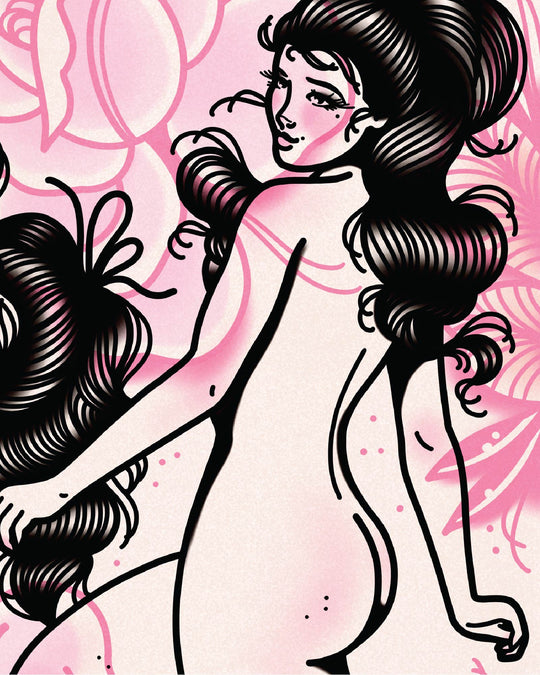 Pin Ups and Flowers Print