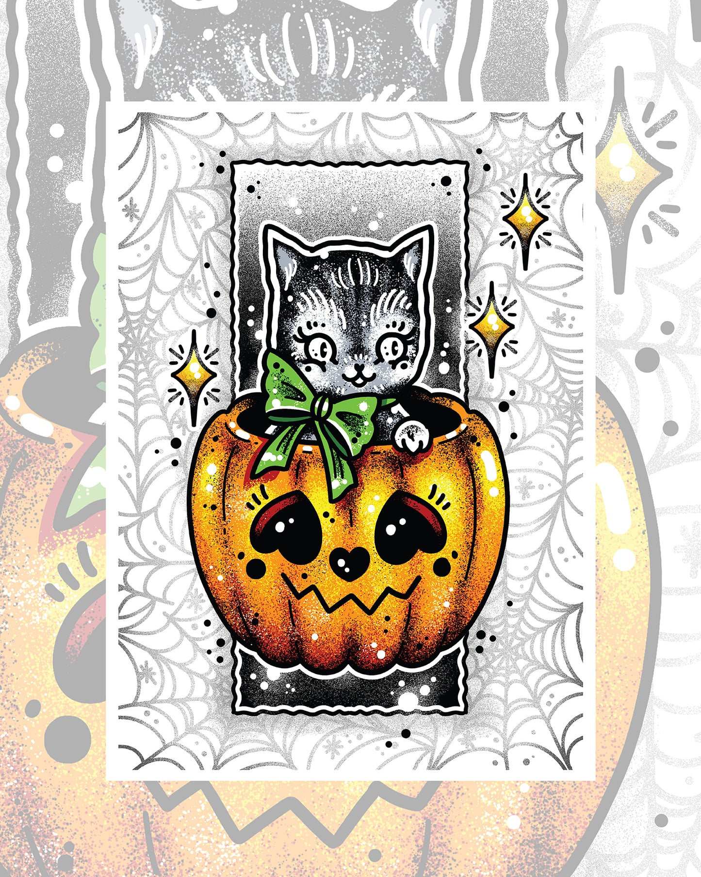 Pumpkin Cat Art Print