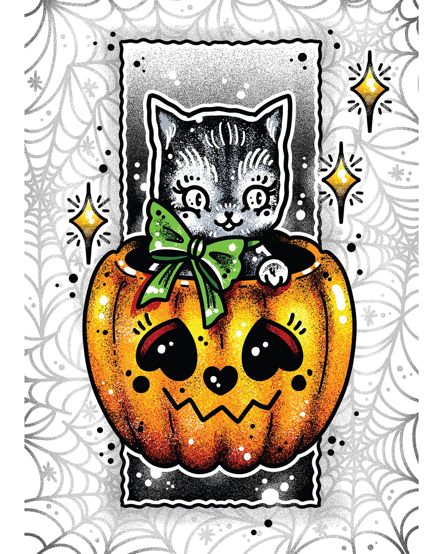 Pumpkin Cat Art Print