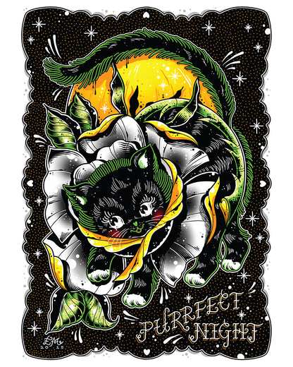 Purrfect Night Art Print