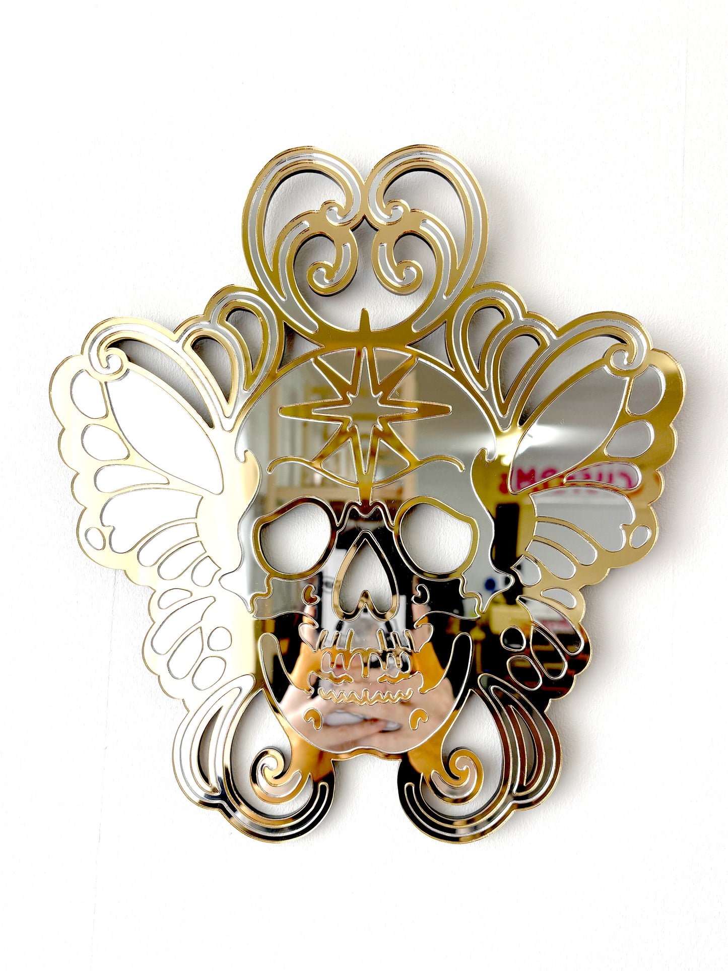 SALE Skull Butterfly Wall Hanging