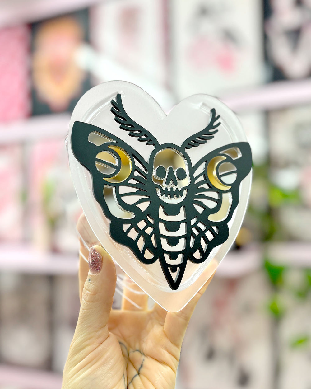 Skull Moth Heart Vase