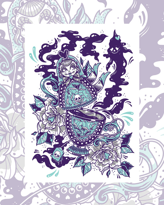 Teapot Dolly with Ghost Art Print