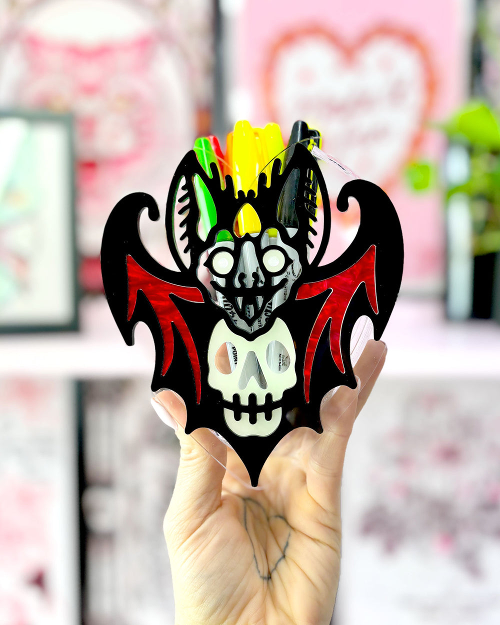 Bat Heart Vase - Black