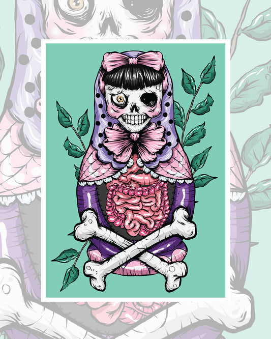Zombie Russian Doll Art Print
