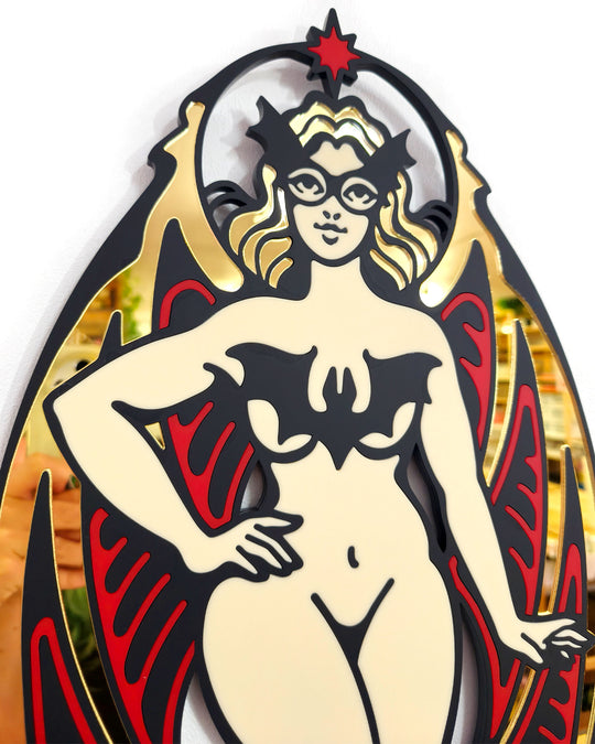 Bat Girl Wall Hanging (Black Lines)