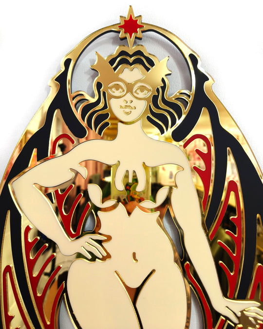 Bat Girl Wall Hanging (Gold Lines)