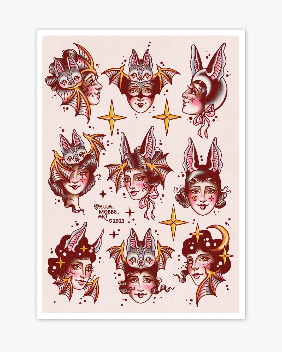 Bat Ladies Print - Ella Mobbs