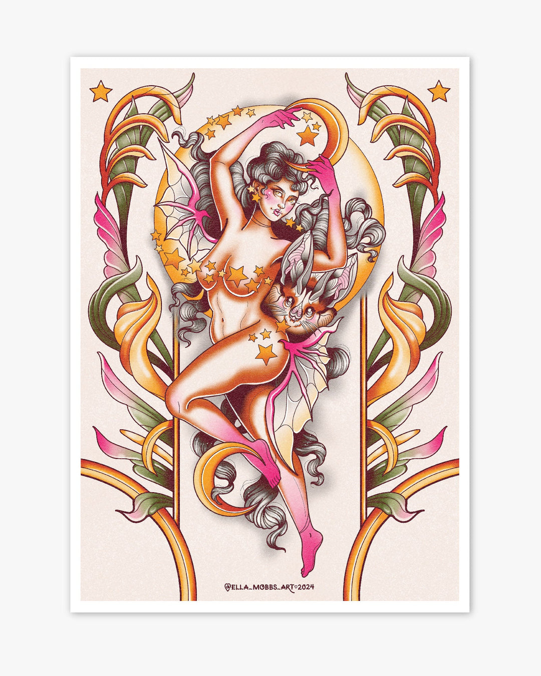 Bat Lady Print - Ella Mobbs