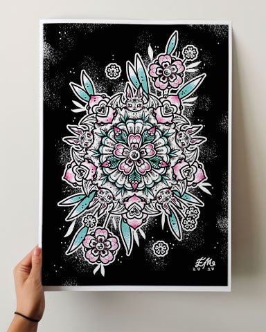 Bat Mandala Print - Ella Mobbs