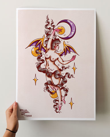 Bat Night Lady Print