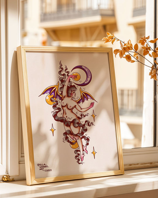 Bat Night Lady Print - Ella Mobbs