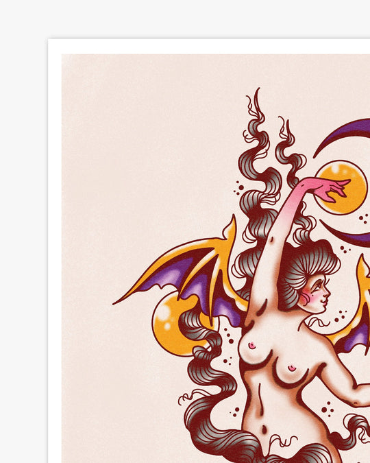 Bat Night Lady Print - Ella Mobbs