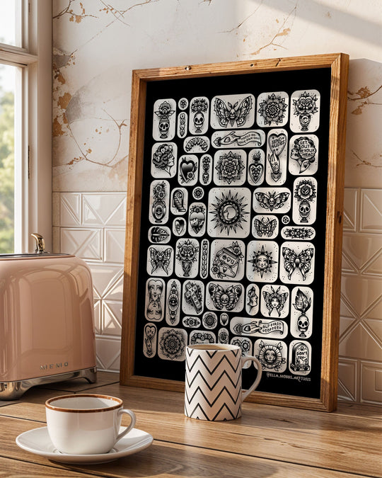 Black Tattoo Flash Print - Ella Mobbs
