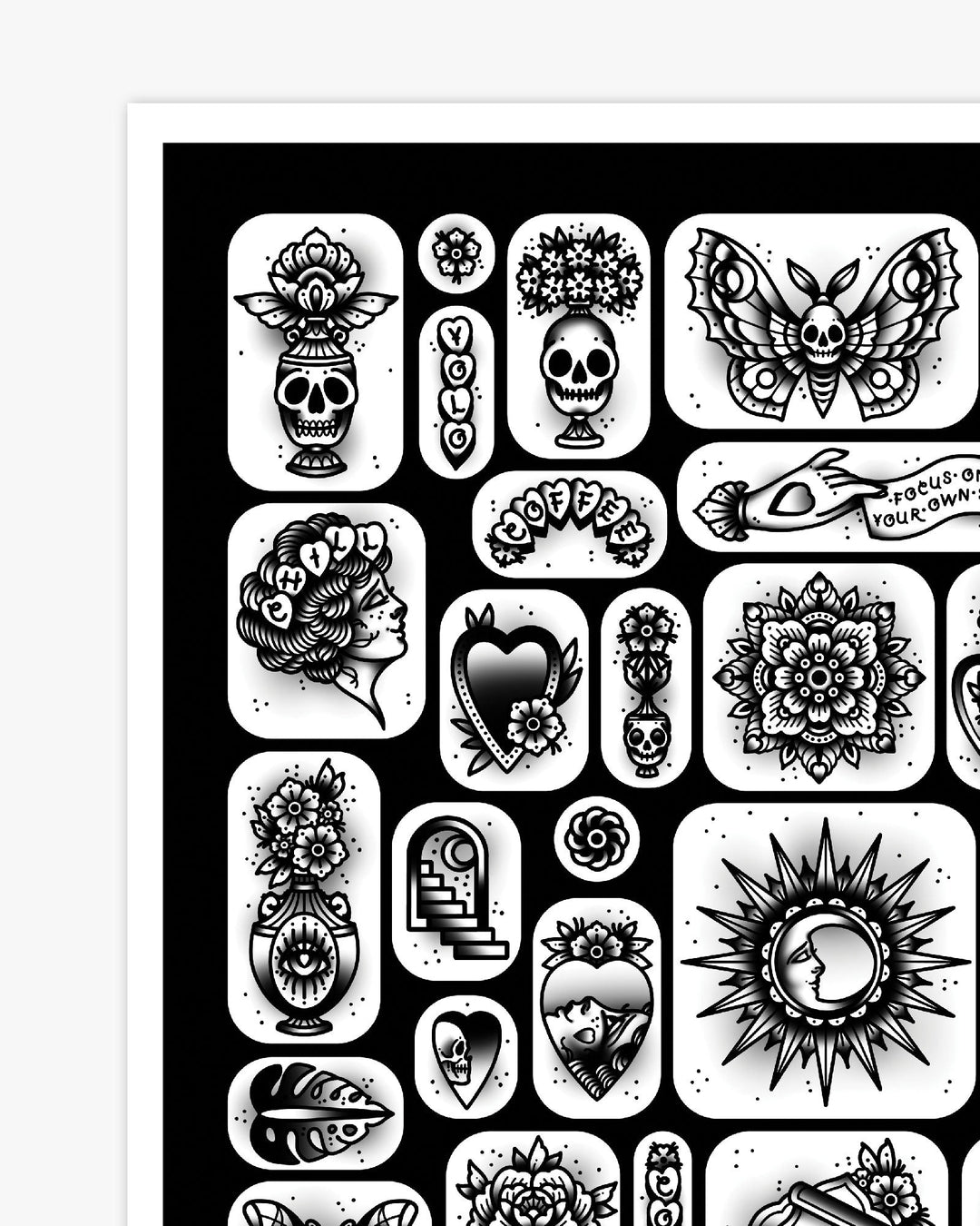 Black Tattoo Flash Print - Ella Mobbs