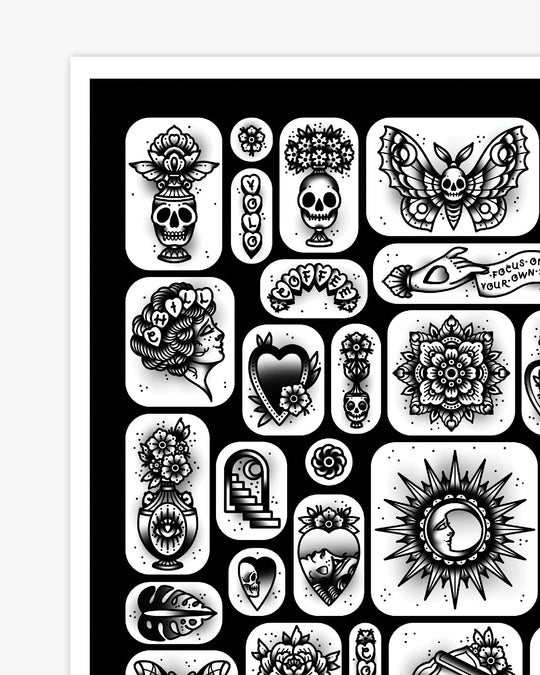 Black Tattoo Flash Print - Ella Mobbs