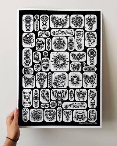 Black Tattoo Flash Print - Ella Mobbs