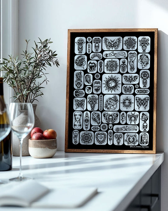 Black Tattoo Flash Print - Ella Mobbs