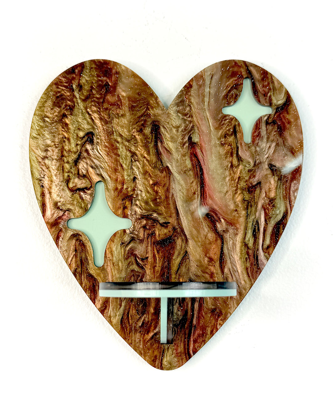 Heart Shelf (Choc Mint Glitter)
