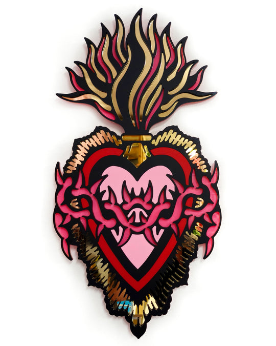 Burning Heart - Wall Hanging - Large (Pink)