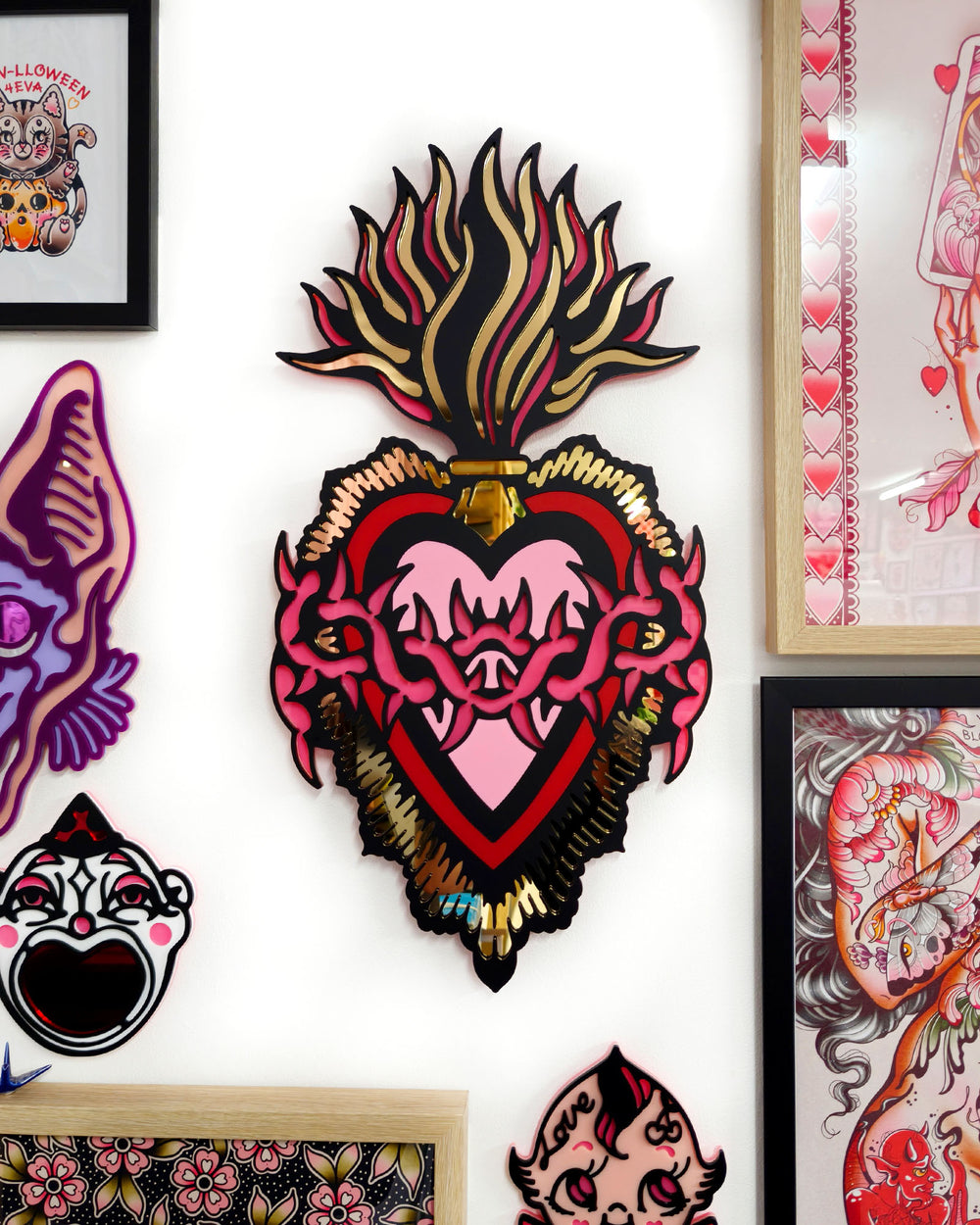 Burning Heart - Wall Hanging - Large (Pink)