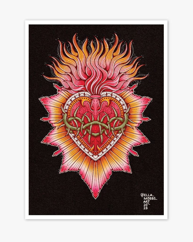 エルテ　ハートⅠ 美術　アート　206/300 ハート・アンド・ゼファー burning-heart-print-ella-mobbs
