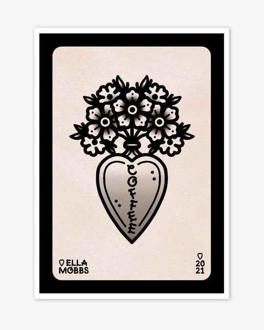 Coffee Heart Vase Print