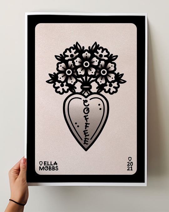 Coffee Heart Vase Print