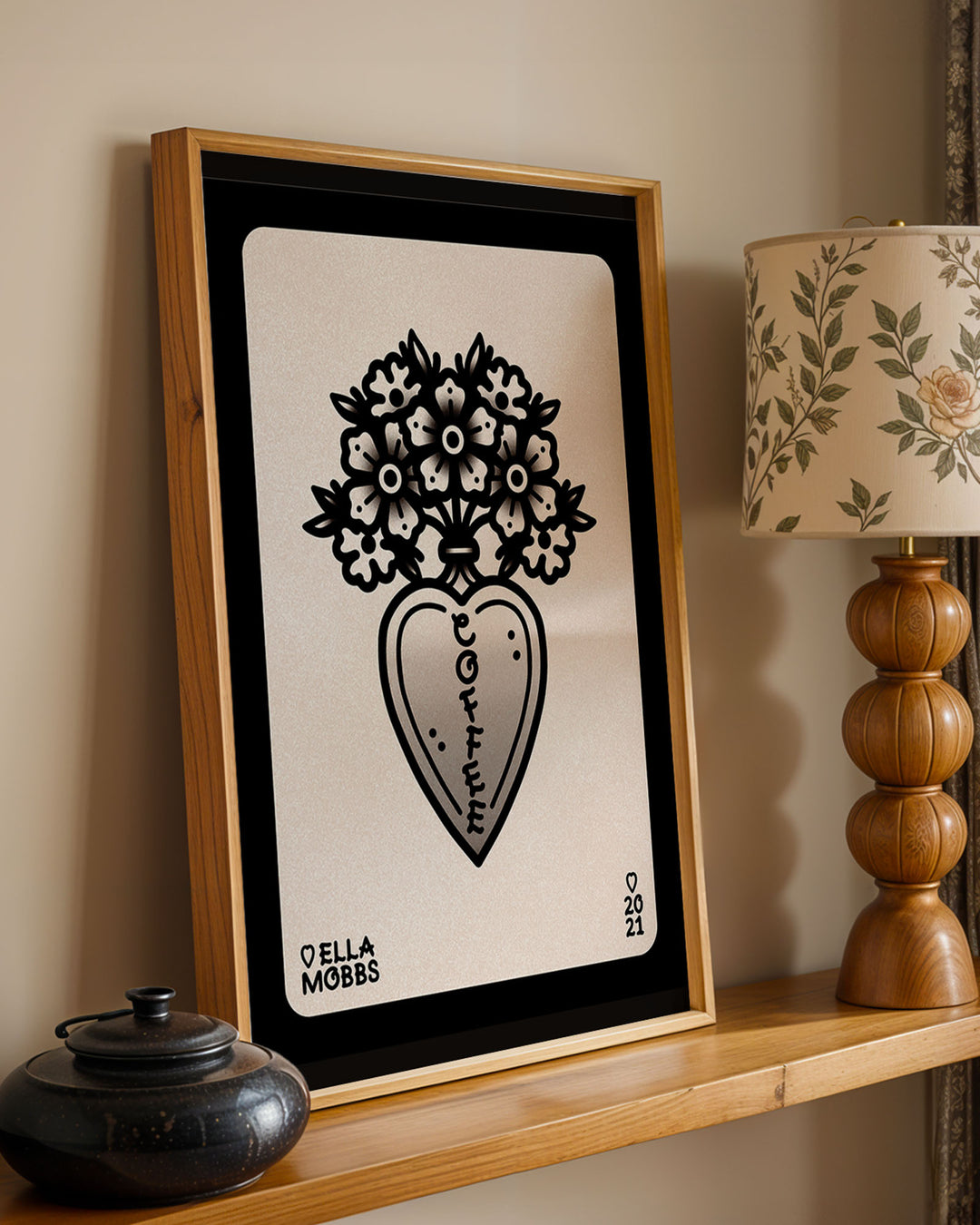 Coffee Heart Vase Print